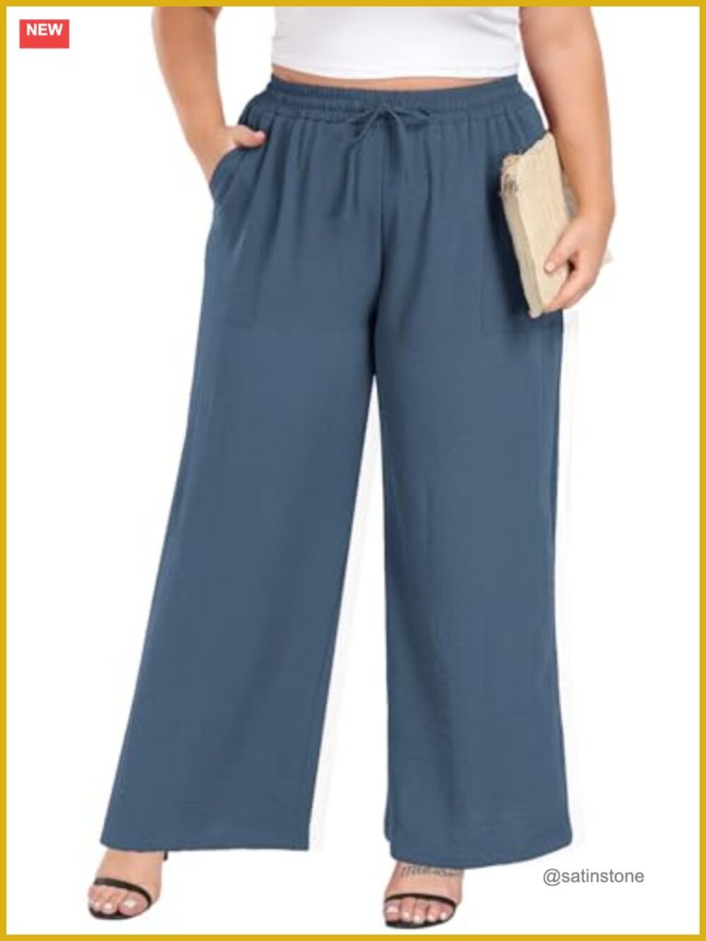 Wide Leg Palazzo Pants High Waist Plus Size Casual Trousers with Pockets